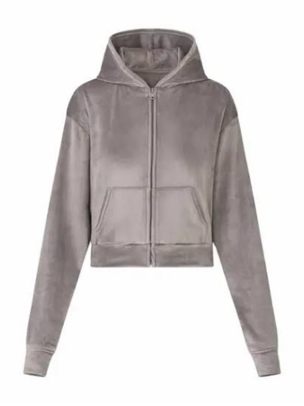 SKIMS Gray Cropped Zip Hoodie